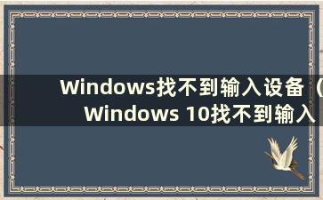 Windows找不到输入设备（Windows 10找不到输入设备）